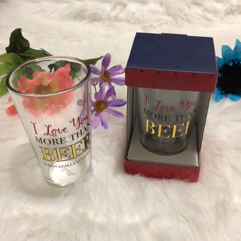 16 Oz Set of two print Beer Glasses